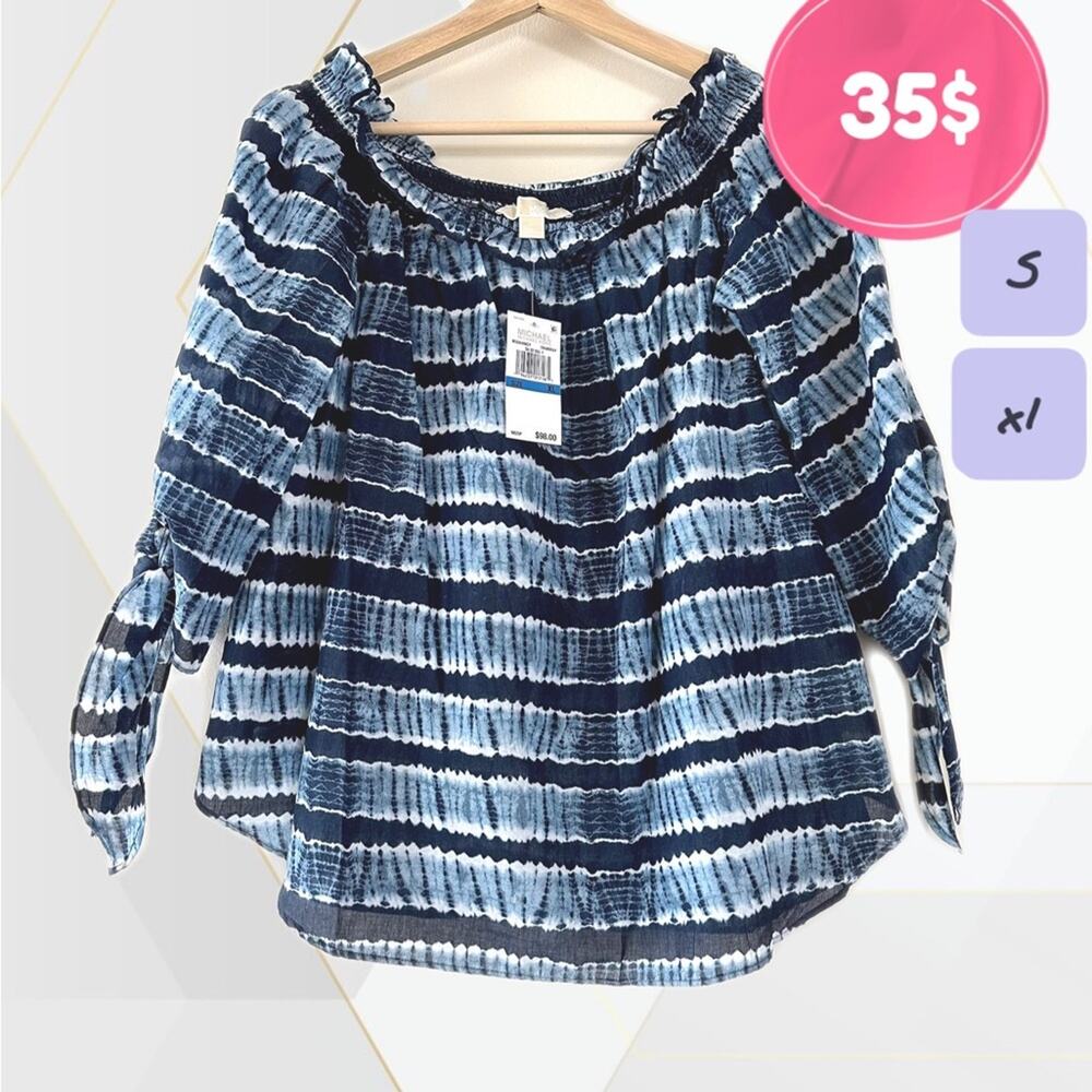 NWT Michael Kors Cotton Top Striped Boatneck S